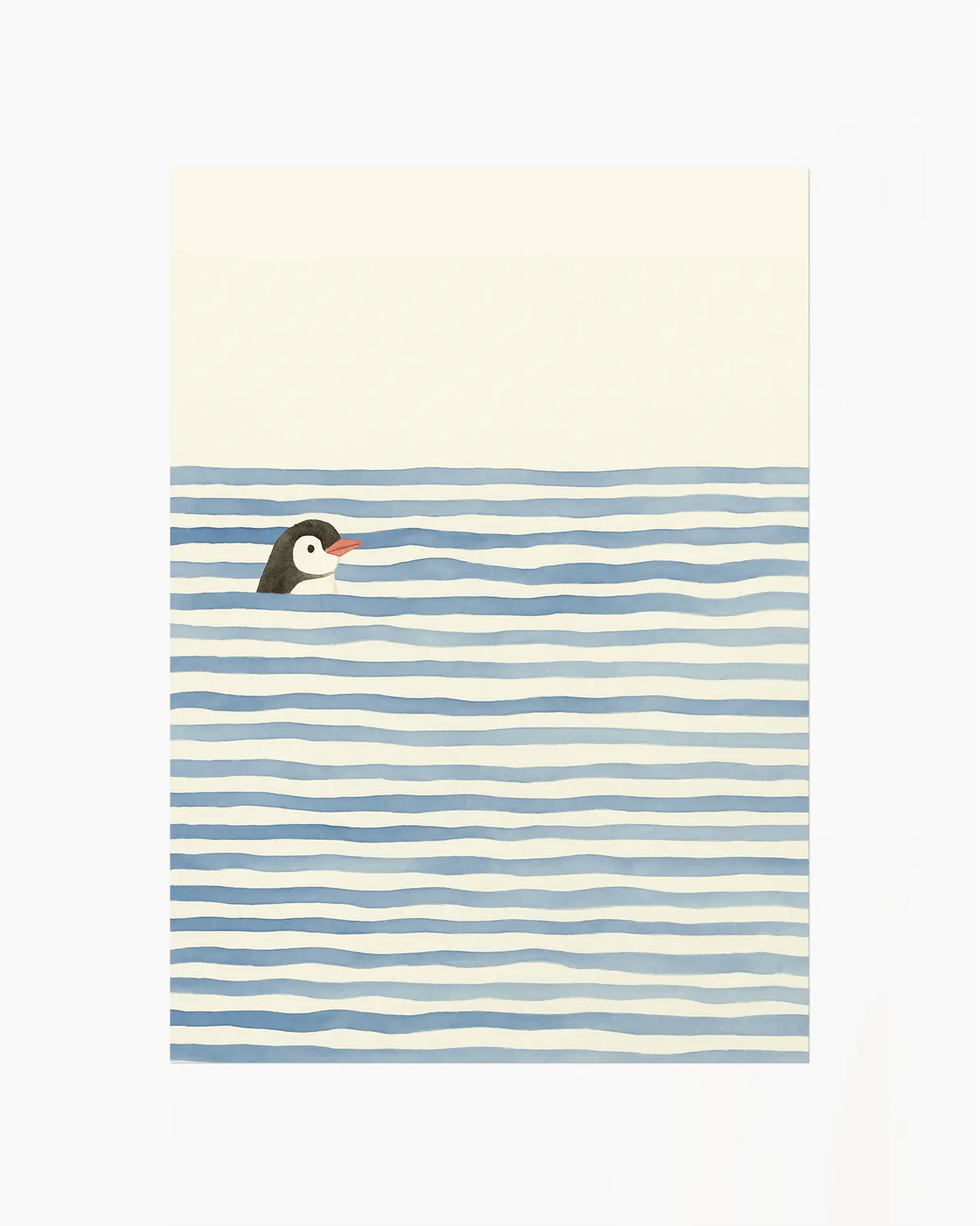 Children's poster of a swimming penguin