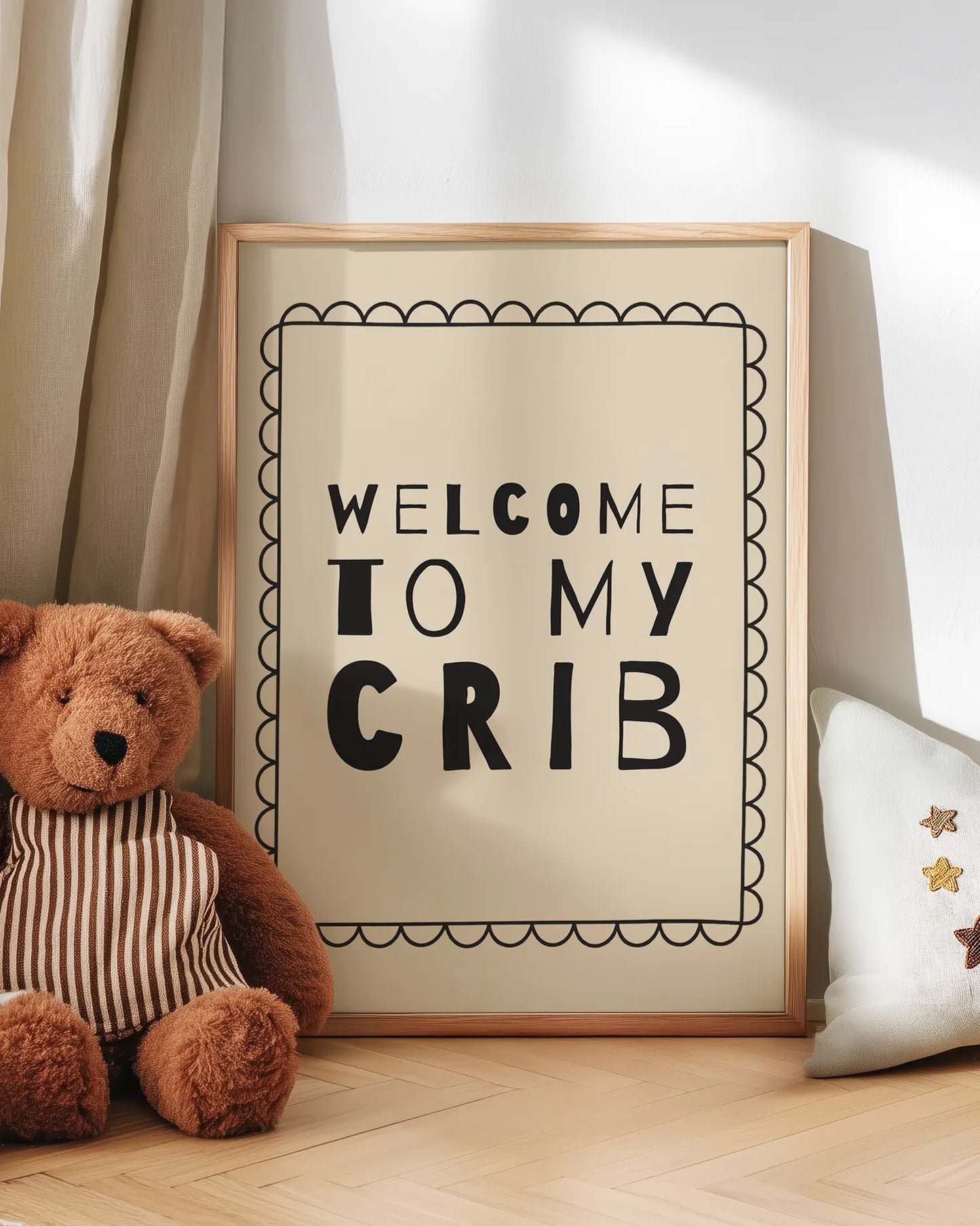 Mom, Mud & Monster Trucks Beige Juliste