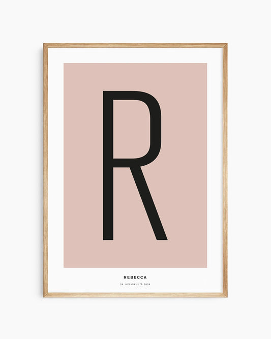 Kirjainjuliste lapsen nimellä ja omalla tekstillä, ainutlaatuinen seinäkoriste lastenhuoneeseen