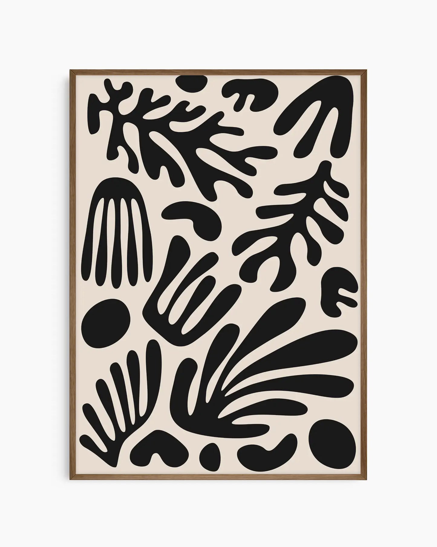 Framed poster of an Abstract black pattern on a beige background