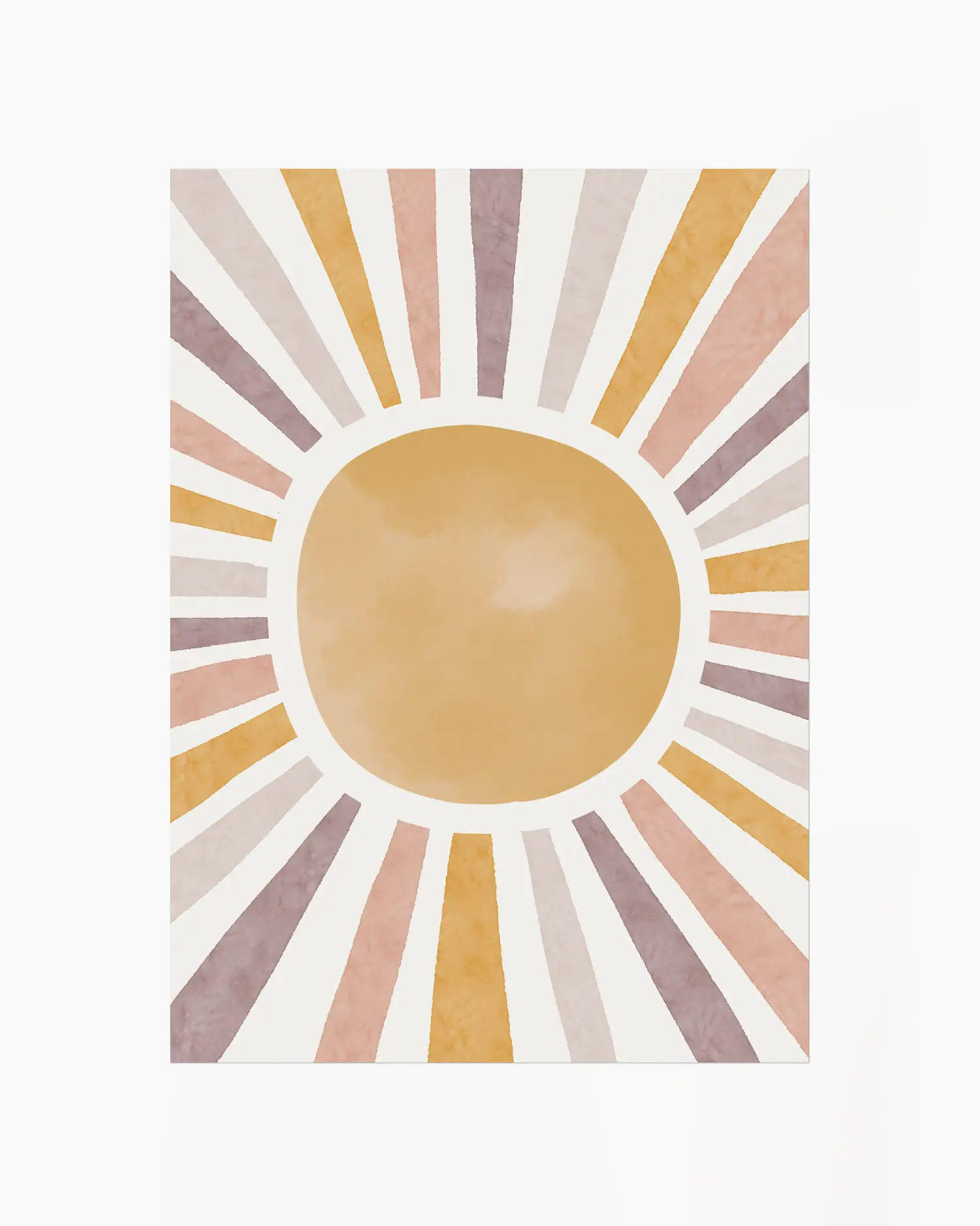 Decorative rug with sun design in pastel colors on a white background