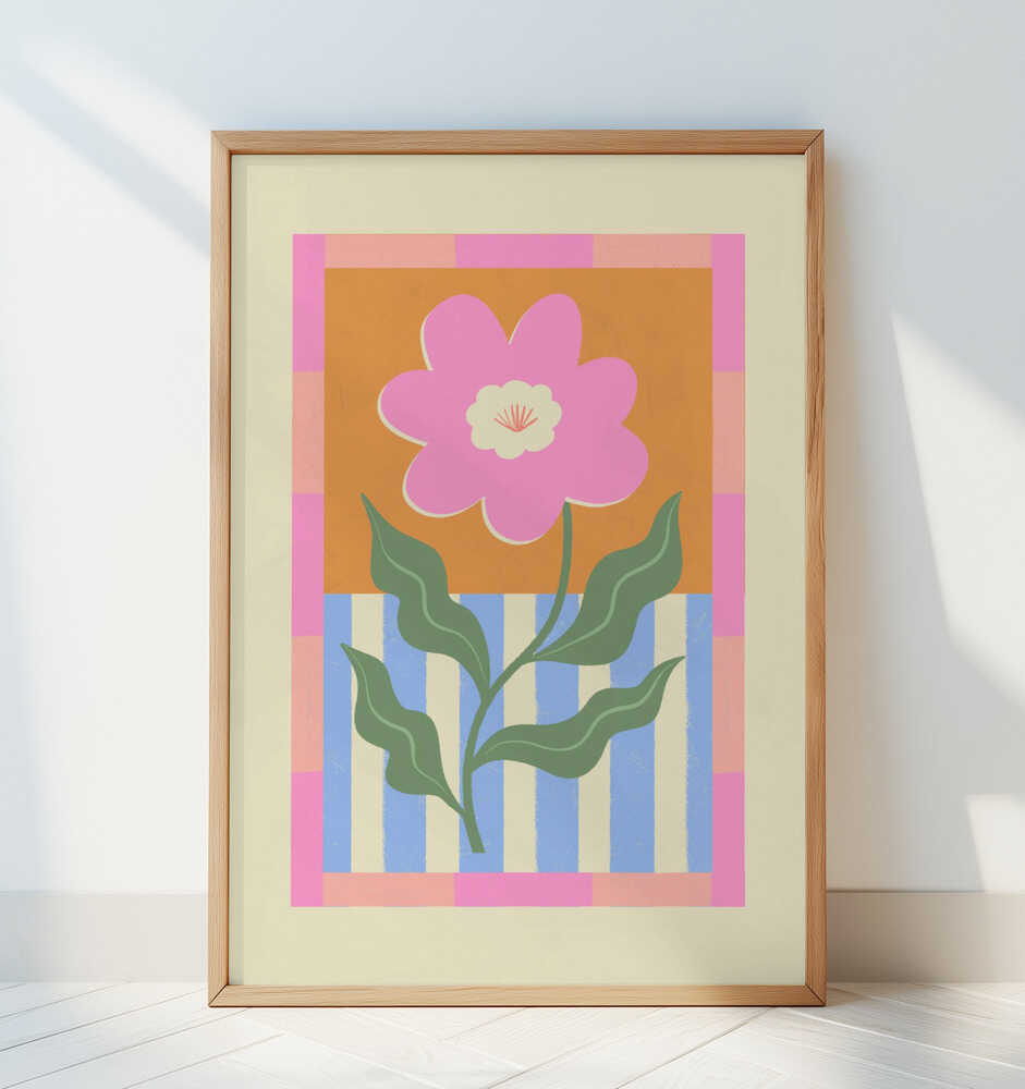 Framed colourful flower poster