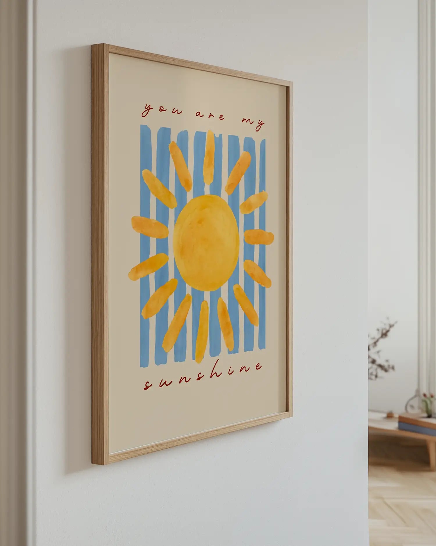 Interior design – Wallart poster hanging on the wall – "You are my sunshine"