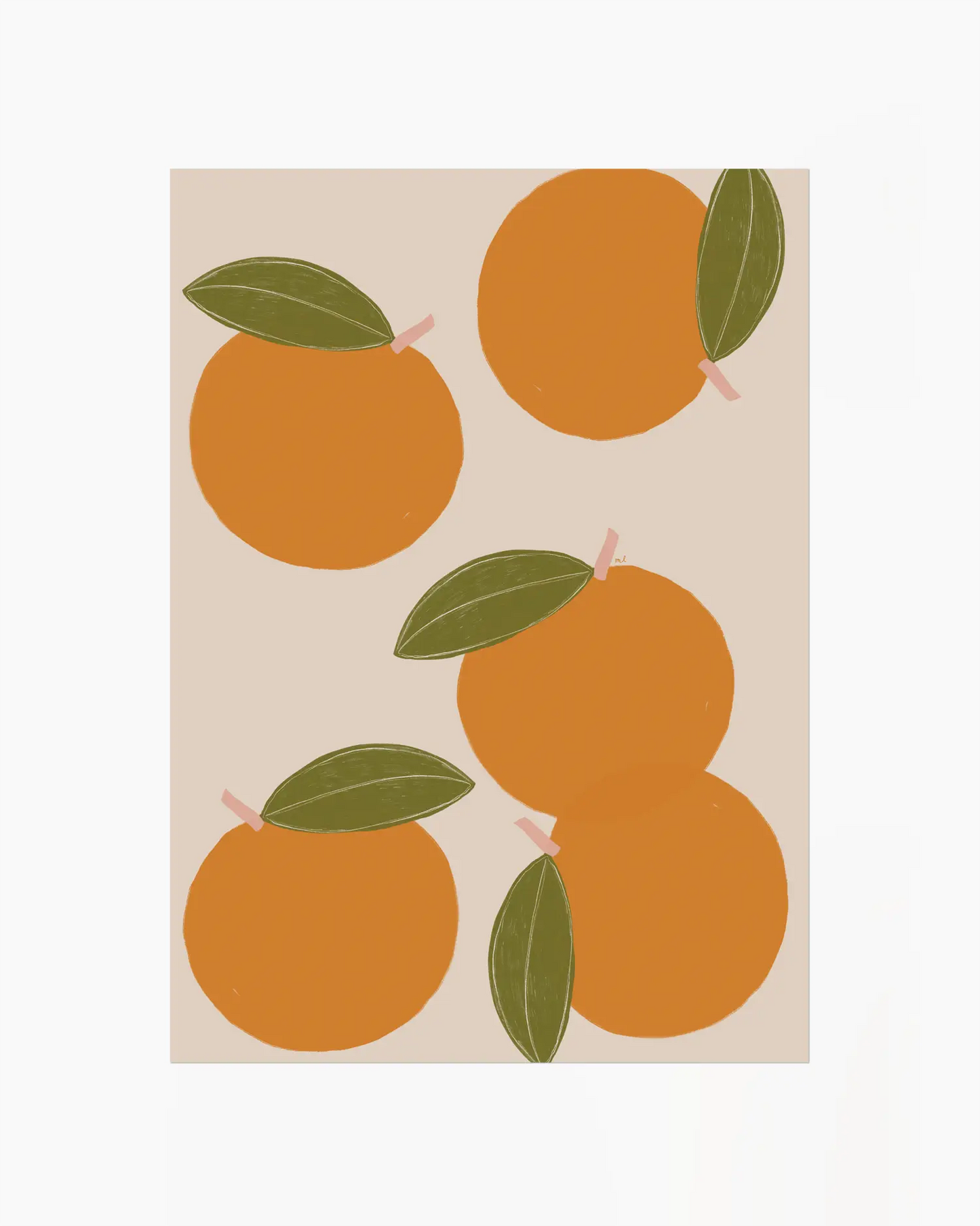 Poster with orange fruit design on a beige background