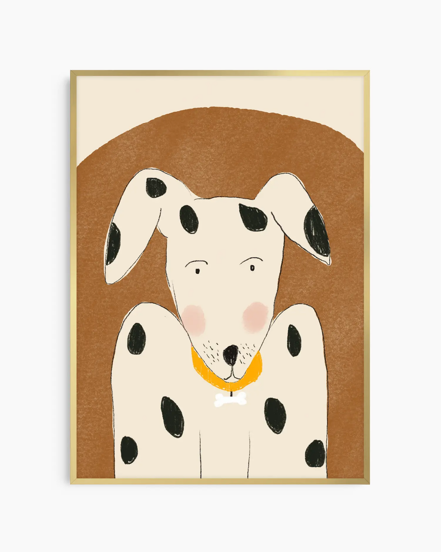 Illustration of a dalmatian dog with a brown background