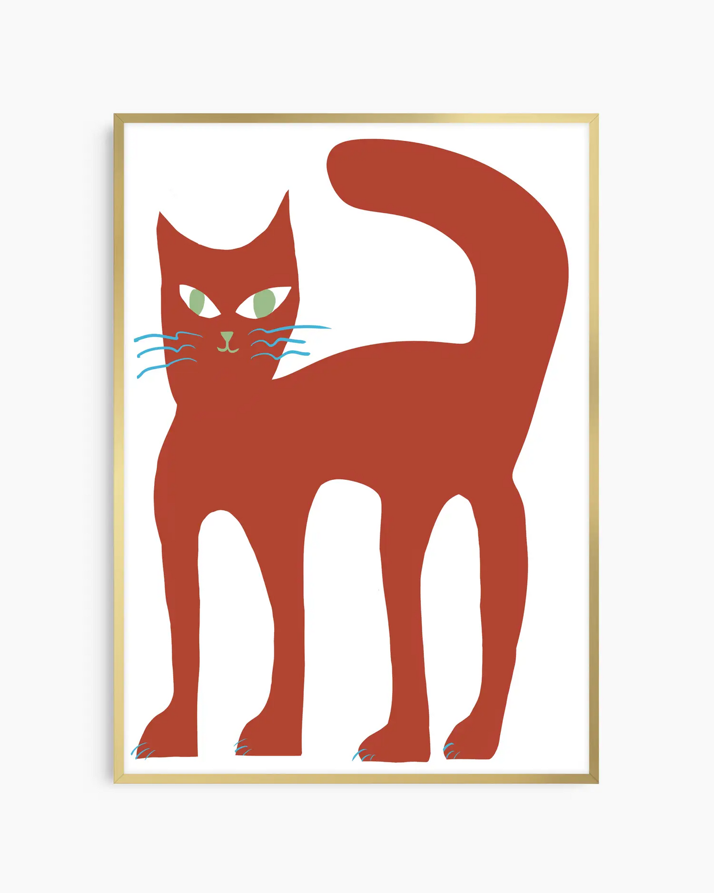 Framed illustration of a red cat on a white background
