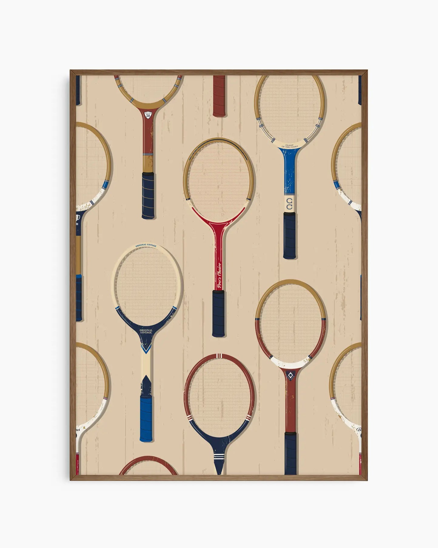 Pattern of tennis rackets on a beige background